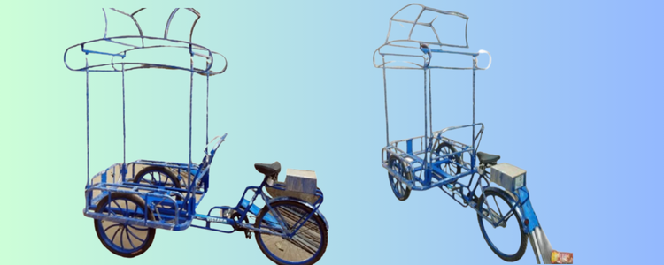 Iron And Rubber Blue Ice Cream Cart